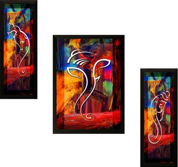 Saf Ganesh Modern Art Ink 13 5 Inch X 22 Inch Painting