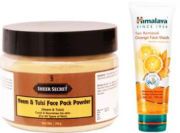 Sheer Secret Neem Tulsi Face Pack Powder 150gm And Himalaya Tan Removal Orange Face Wash 100ml Price In India Buy Sheer Secret Neem Tulsi Face Pack Powder 150gm And