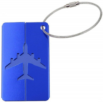 blue luggage tag