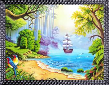 Nantes Nantes Colorful Love Bird Sitting On Tree Art Uv Ink