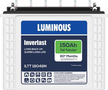 Luminous Inverlast Iltt18048n 150ah Tall Tubular Battery Tubular Inverter Battery Price In India Buy Luminous Inverlast Iltt18048n 150ah Tall Tubular Battery Tubular Inverter Battery Online At Flipkart Com
