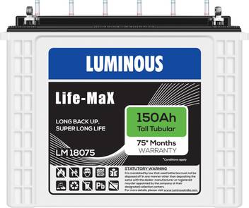 Luminous Lifemax Lm18075 150ah Tall Tubular Battery Tubular Inverter Battery Price In India Buy Luminous Lifemax Lm18075 150ah Tall Tubular Battery Tubular Inverter Battery Online At Flipkart Com