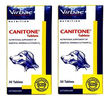 Virbac Canitone 30 Tablets Pack Of 2 For Nutritional Supplement Of Essential Minerals And Vitamin Of D3 For Nutrition Calcium Vitamin High Energy Pet Health Supplements Price In India
