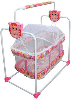 Confiado Pink Cot Movable Cribs Cradle For New Born Baby
