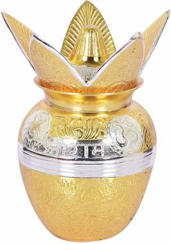 Flipkart Com Bewitching Golden And Silver Plated Decorative Pooja Brass Kalash With Mango Leaves And Coconut Brass Kalash Gold Silver Brass Kalash The copper has more capacity to project sattvik frequencies. bewitching golden and silver plated