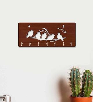 Jaipurcrafts 5 Birds Designer 7 Hooks For Home Wall Decor Wooden