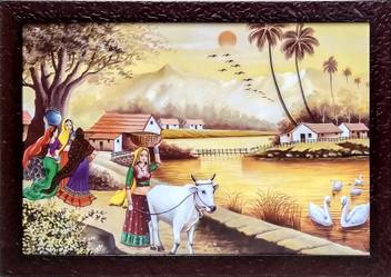 Capnicks Rajasthani View Uv Textured Digital Printed Art Wall