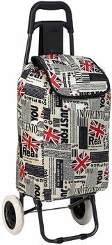 Bucketlist Foldable Shopping Trolly Bag Flag Print Luggage Bag