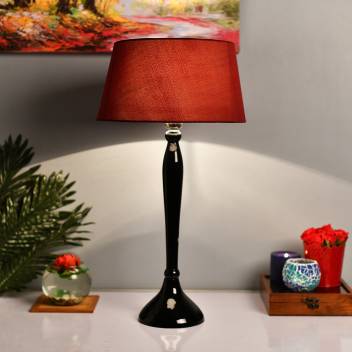 Homesake Glossy Black Royal Ovoid Aluminium Table Lamp With Red