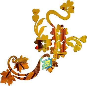 Best Decor Large Sparkle Flora Golden 3d Mirror Acrylic Wall