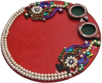 Gaura Art Crafts Designer Puja Thali Rakhi Platter Tilak Thali