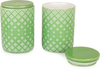 Style My Way Green Kitchen Storage Airtight Ceramic Jar Set Set
