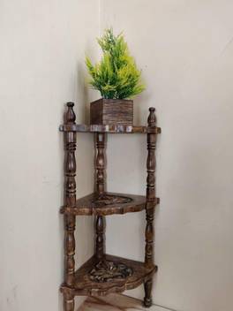 Mrx Mini Wooden Corner Rack Living Room Side Table Home Decor Furniture Wooden Wall Shelf
