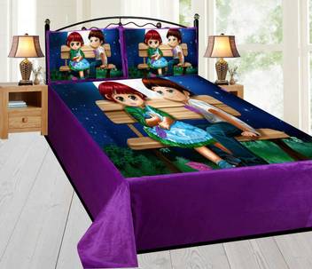 Radha Krishna Handloom 240 Tc Velvet Double King Cartoon Bedsheet