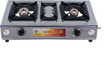 Surya Naman Lofty Two Burner Stainless Steel Manual Gas Stove Price In India Buy Surya Naman Lofty Two Burner Stainless Steel Manual Gas Stove Online At Flipkart Com