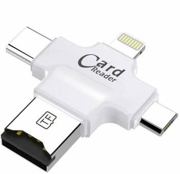 Rhonnium 4 In 1 Otg Card Reader Flash Drive Lightning Type C Micro Usb Usb Multiple Card Reader For Iphone Ipad Android Pc Laptop Otg Connector For Mobile Card Reader Price In