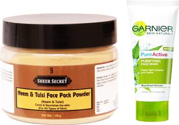 Sheer Secret Neem Tulsi Face Pack Powder 150gm And Pure Active Neem Face Wash 100ml Price In India Buy Sheer Secret Neem Tulsi Face Pack Powder 150gm And Pure The runny consistency pose problem every time i have to pour it on my palm.