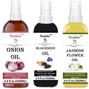 Vadhika 100 Pure Jasmine Oil And Blackseed Kalonji Onion Oil For Hair Growth Hair Massage Oil 100ml Pack Of 3 Bottle 300ml Hair Oil Price In India Buy Vadhika 100 Pure Jasmine Oil And Blackseed