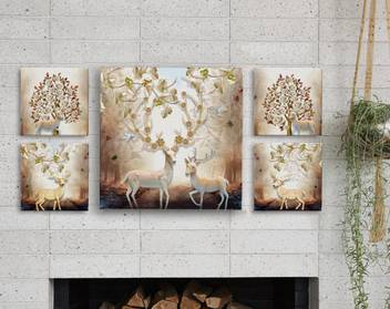 Tied Ribbons Walls Decoration Painting Stretched With Wood Frame