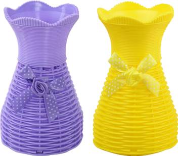 Tied Ribbons Set Of 2 Decorative Stylish Flower Vase Pot For