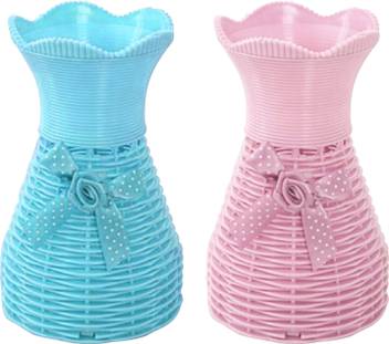 Tied Ribbons Set Of 2 Decorative Stylish Flower Vase Pot For