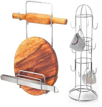 Bright Shop Chakla Belan Stand Round Cup Holder Stand Combo