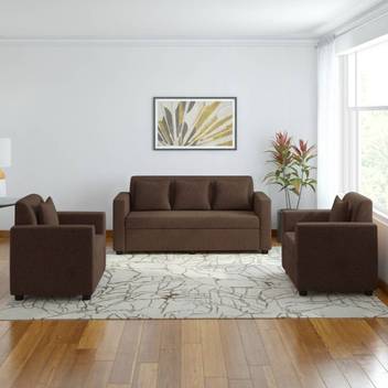 Bharat Lifestyle Lexus Fabric 3 1 1 Dark Brown Sofa Set Price