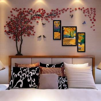 Janki Online Set Of 3 Scenery Modern Art Glass Framed Wall