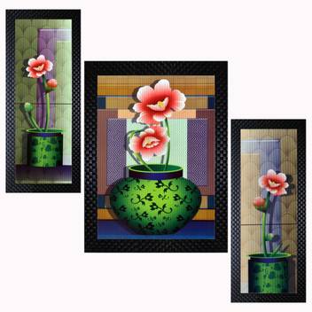 Janki Beautiful Best Decorative Flower Wall Paintings Set Of 3 With Frame For Home D Cor And Living Room Digital Reprint 14 Inch X 11 Inch Painting Price In India Buy Janki
