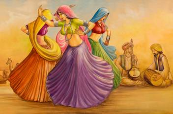 Masstone Rajasthani Women Folk Dance Sparkle Coated Self Adhesive