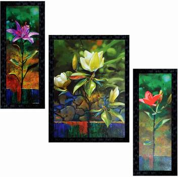 Janki Set Of 3 Beautiful Attractive Flowers Decorative Wall Painting Canvas 14 Inch X 11 Inch Painting Price In India Buy Janki Set Of 3 Beautiful Attractive Flowers Decorative Wall Painting