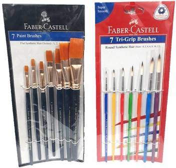 Flipkart.com | Faber-Castell FLAT +ROUND BRUSH SET PACK OF 2 (MULTICOLOR) -