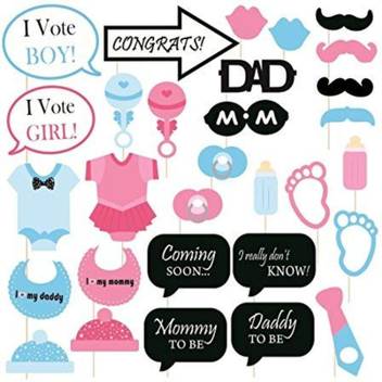 Golden Cart Baby Shower Boy Girl Party Photo Booth Props Diy Craft