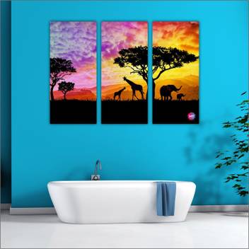 Chandras Safari With Wild Animals Three Frame Panel Canvas Wall Art Canvas Canvas 22 Inch X 30 Inch Painting Price In India Buy Chandras Safari With Wild Animals Three Frame Panel