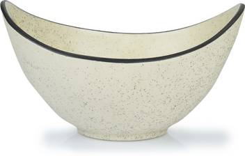 Style My Way White Matt Curved Snack Serving Bowl In Ceramic