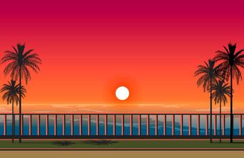 Beautifull Sunset Drawing Wall Poster Sticker Motivational Poster