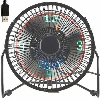 Premsons Small Desk Fan With Clock 9 Inch Usb Desk Fan Usb Powered Perfect Personal Cooling Fan For Home Office Table Flashing Led Display Electric Little Personal Cooling Fan Usb Fan Price