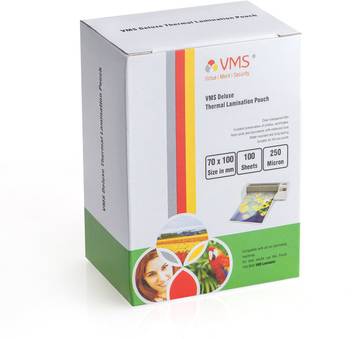 Vms Deluxe Thermal Laminating Pouch Film 250 Micron 70 X 100mm 400 Pouches Set Of 4 Specially For Id Card Id Badge Laminating Sheet Price In India Buy Vms Deluxe Thermal