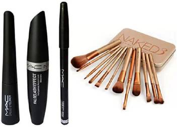 M A C Makeup Kit Mascara Liner Kajal 12 Brush Price In India