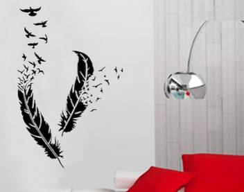 Gallerist Gallerist In Wall Painting Stencils Bird Feather Wall
