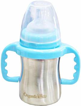 Organic Kidz Little Angle Stainless Steel Baby Feeding Bottle 2 In 1 Blue 290 Ml Stainless Steel Baby Bottles Online In India Buy Organic Kidz Stainless Steel Baby Feeding