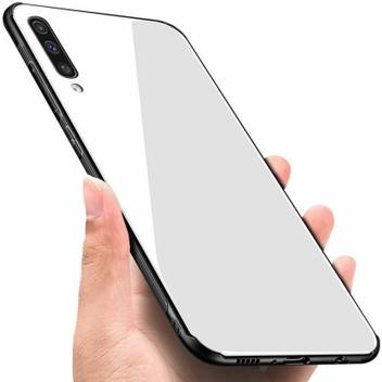 Vrjtec Back Cover For Samsung Galaxy A50 Luxurious Toughened Glass Back Case With Silicone Sides Back Cover White Vrjtec Flipkart Com