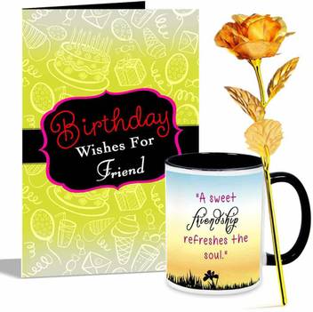 Alwaysgift Birthday Wishes For Friend Greeting Card Mug Golden