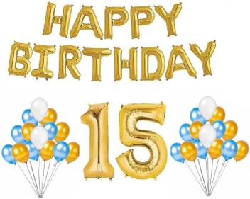 Flipkart Com Khr Printed 15 Number Foil Balloon With Gold White