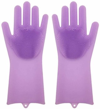 purple dish gloves