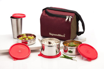 signoraware steel lunch box with bag
