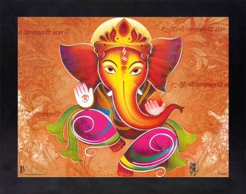 Craftsfest Craftsfest Yellow Face Ganesh Ji Painting Ink 14 Inch X