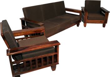 Allie Wood Wooden Sheesham Sofa Set For Living Room Brown Allie Wood Wooden Sheesham Sofa Set