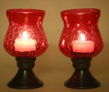 Derien Antique Crackle Hurricane Candle Holder Set Of 2 Glass 2