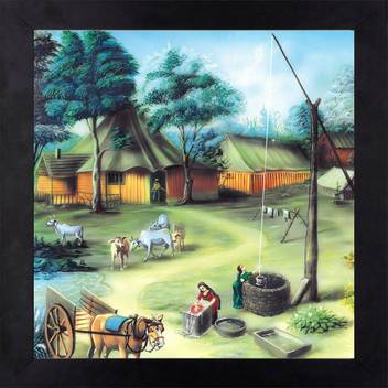 Craftsfest Craftsfest Beautiful Village Painting Ink 14 Inch X 14